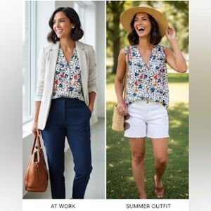 Chelsea & Theodore Spring Floral Blouse Size Large ( NWOT)